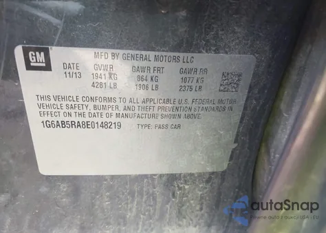 2014 Cadillac Ats Luxury из США, поврежденный, VIN 1G6AB5RA8E0148219